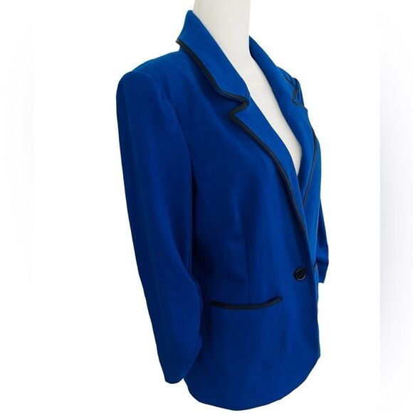 Laundry by Shelli Segal royal blue/ black trim Ponte knit blazer size 12. - Picture 7 of 8